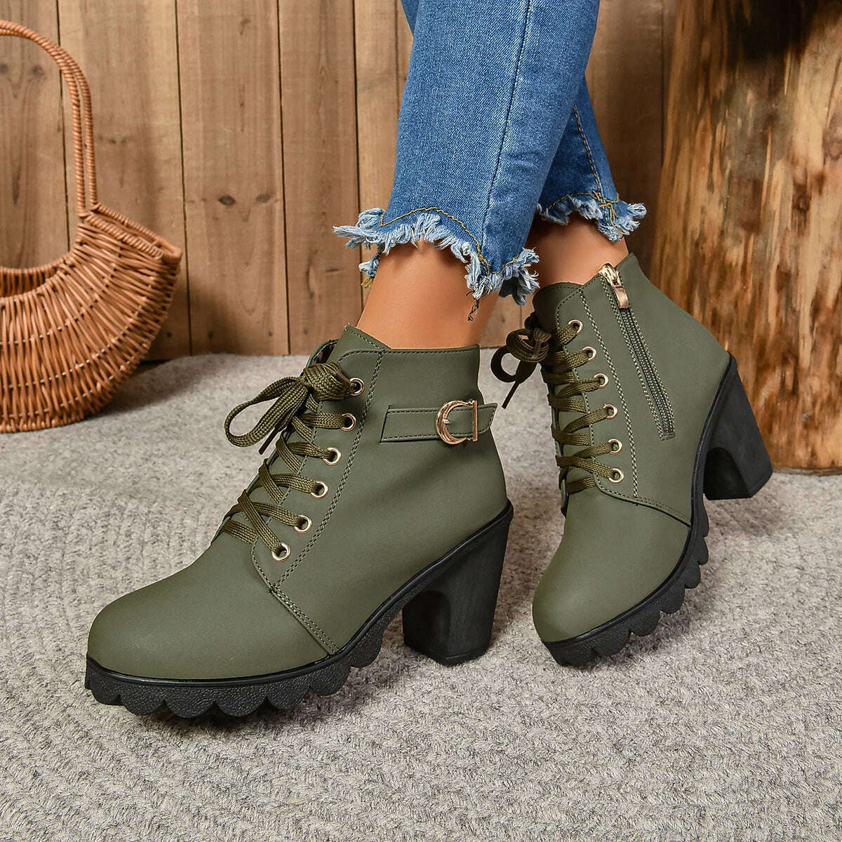 LINLING High Heel Ankle Boots