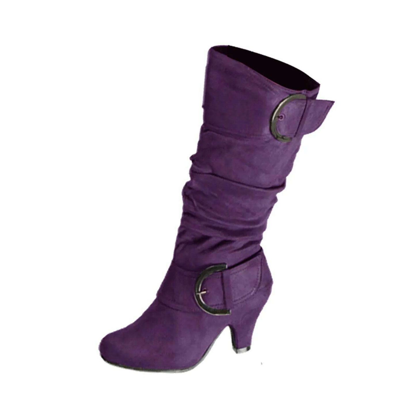 TULX Women's Retro High Heel Mid-Calf Boots