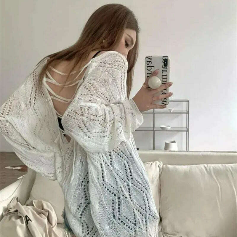 2024 Autumn/Winter Women's Sweater: Hollow Out, Long Sleeve - D&M Boutique