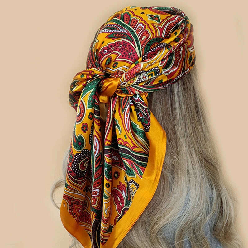 90*90CM Shawls Fashion Beach Sunscreen Silk Scarves 2023 Europe And America Kerchief Popular Print Square Bandannas