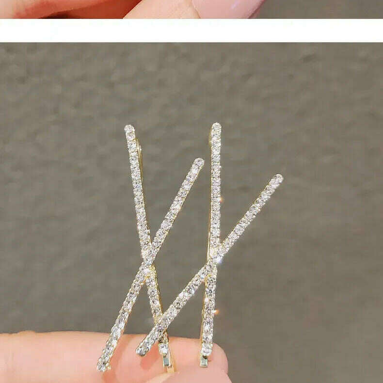 2pcs Cross Crystal Hairpins Rhinestone X Hair Clips
