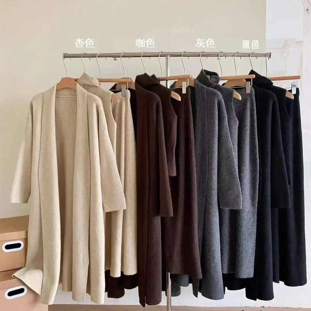 Women’s 3-Piece Set – Knit Sweater, Vest, High Waist Skirt, Casual Morocco Style - D&M Boutique