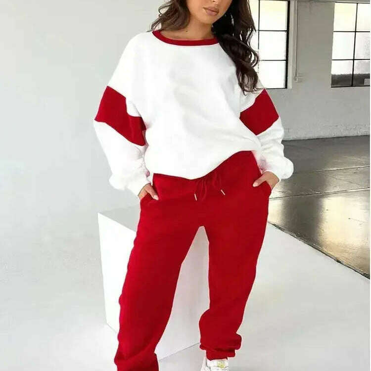 2024 Winter Colorblock Two-Piece Tracksuit: Sweatshirt & Pants - D&M Boutique