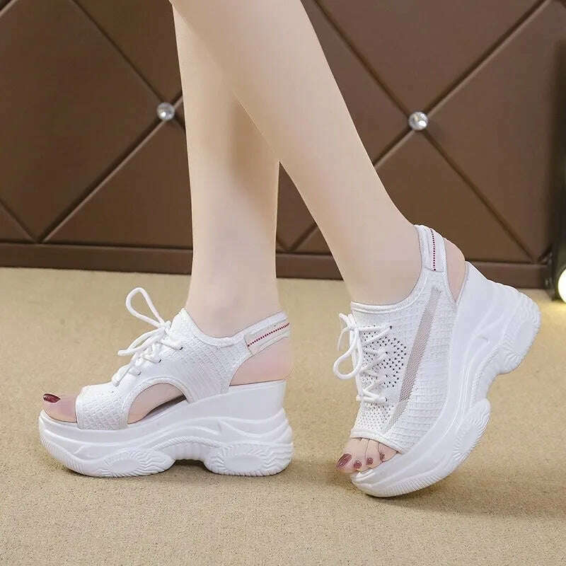 Summer Wedge Heel Sandals - Elastic Cloth & Thick Sole