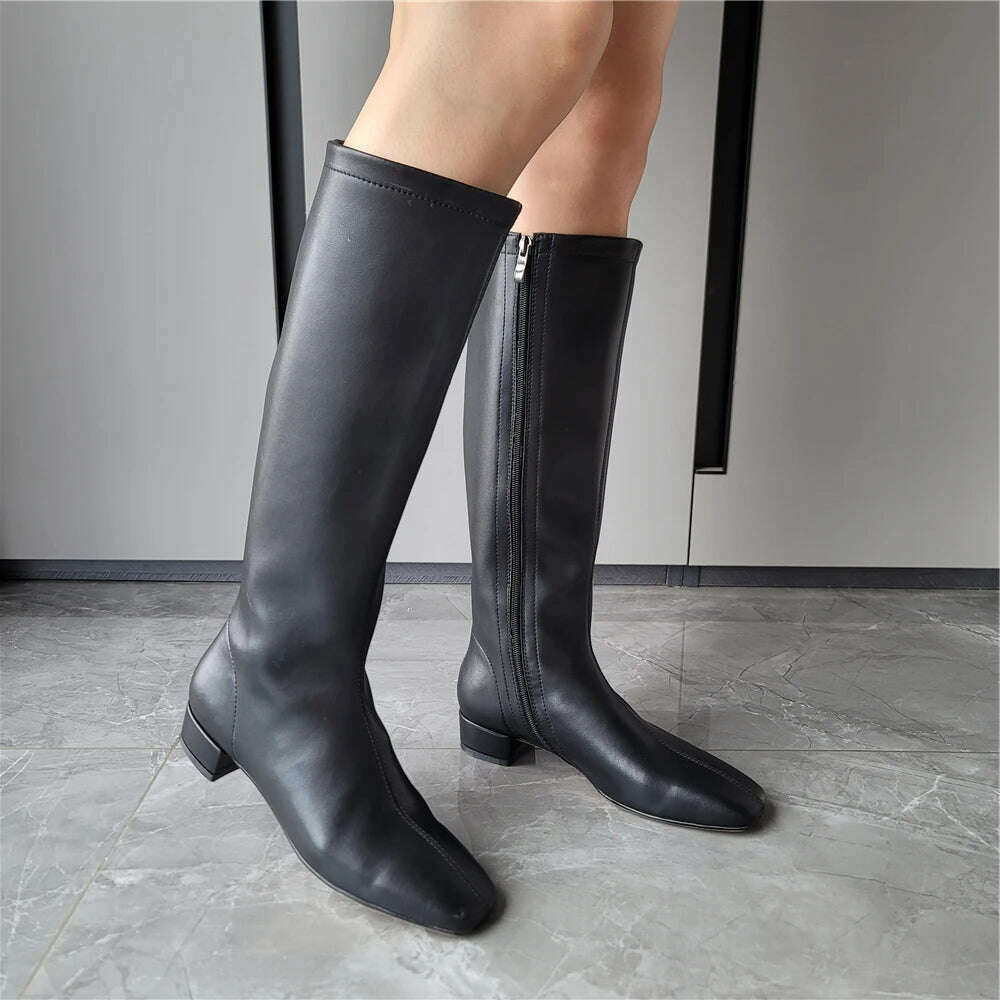 FEDONAS Women's Leather High Heel Boots
