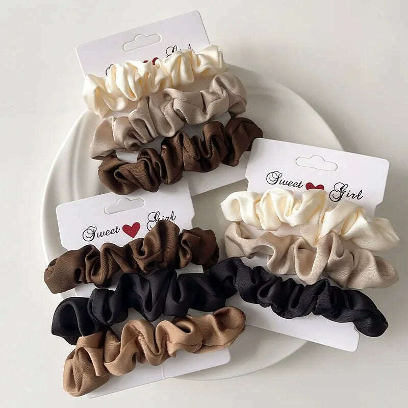 3/4/5 PCS Satin Pleated Scrunchies Elastic Hair Bands