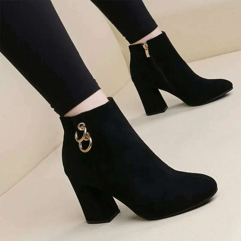BZQBZX Retro Plush Ankle Boots