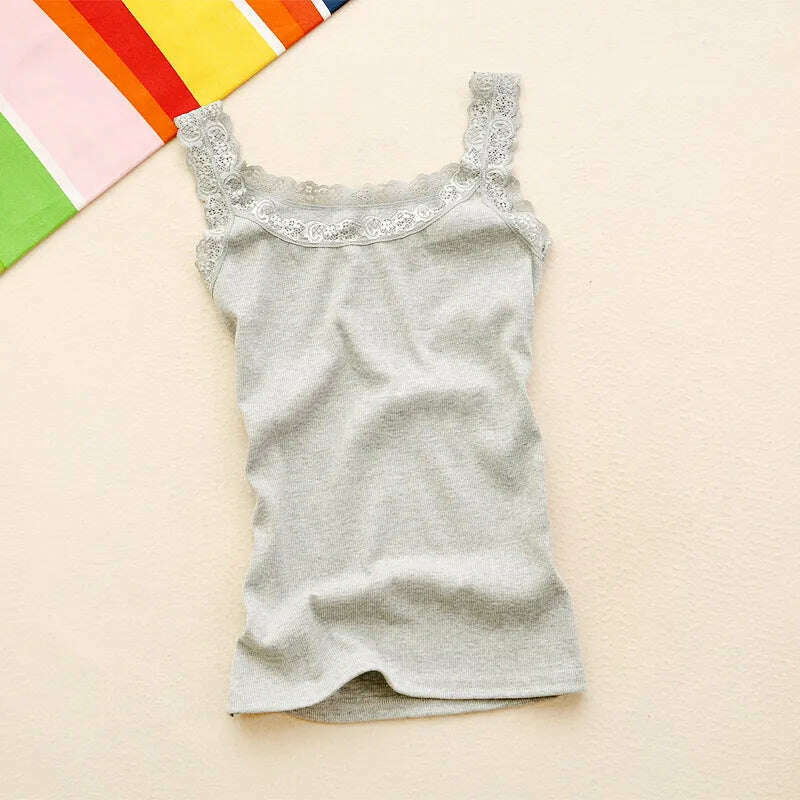 Lace Patchwork Tank Top – Sleeveless, Bodycon Fit - D&M Boutique