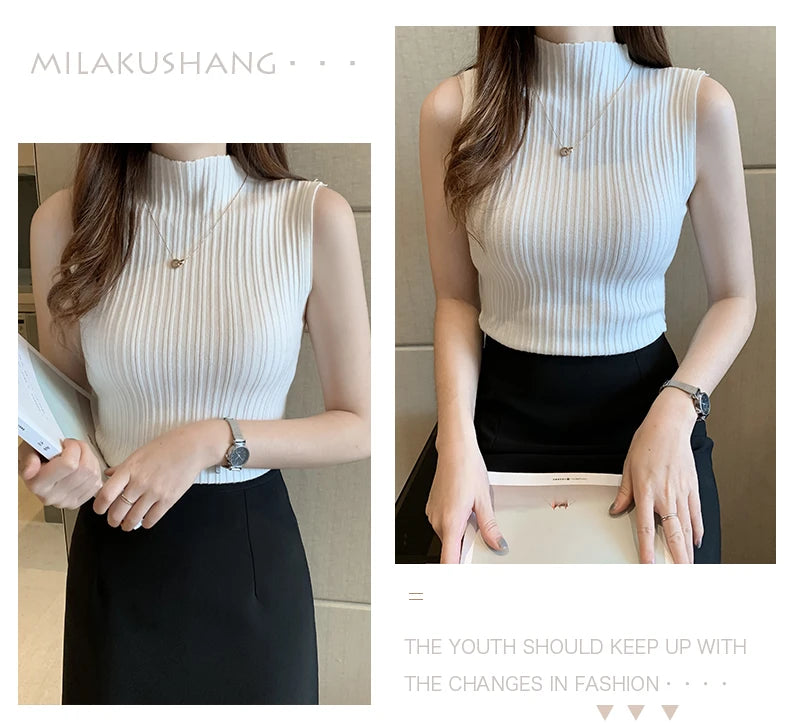 Knitted Sleeveless Tank – Slim Fit, Summer Streetwear Chic - D&M Boutique