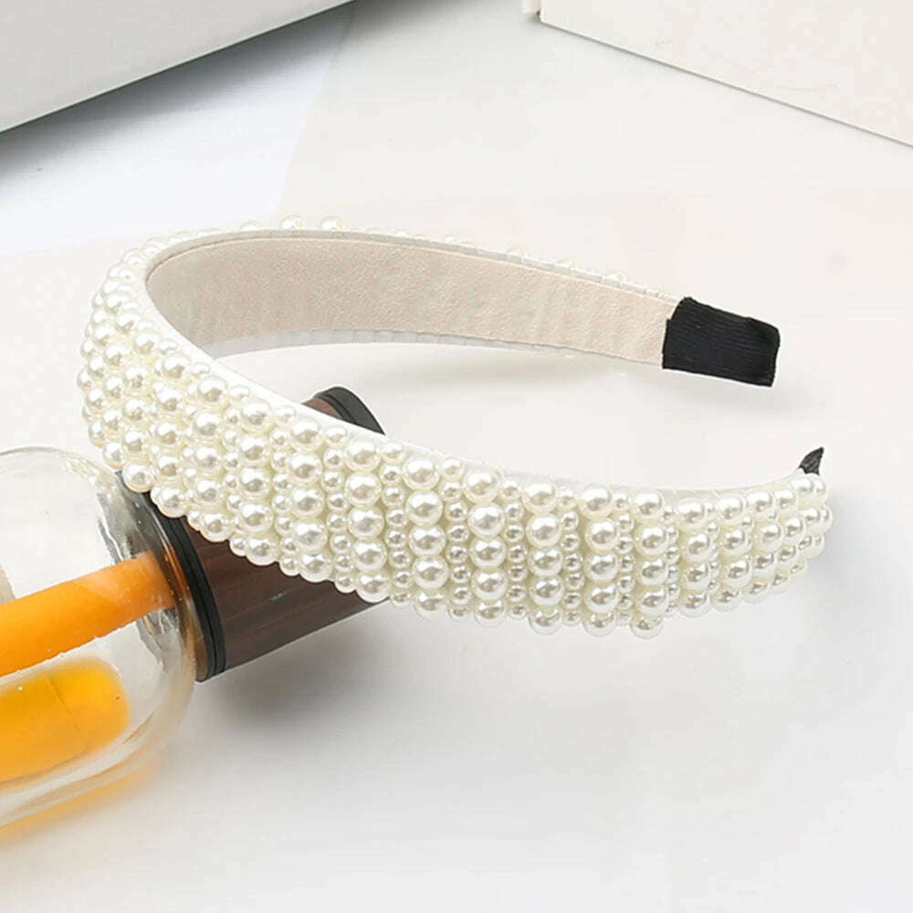 Hair Hoop with ABS Pearl Decoration for Women