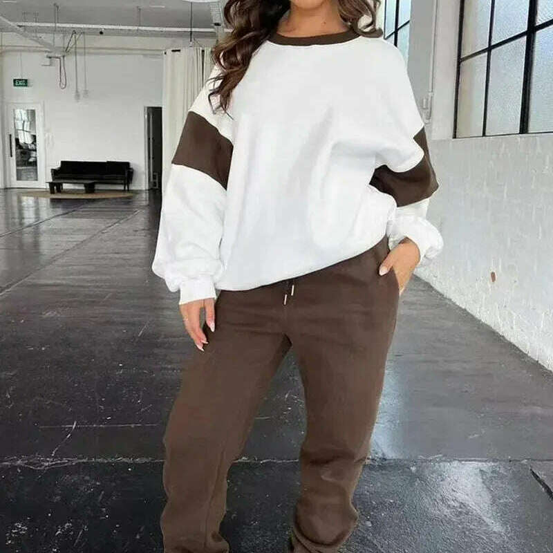 2024 Winter Colorblock Two-Piece Tracksuit: Sweatshirt & Pants - D&M Boutique