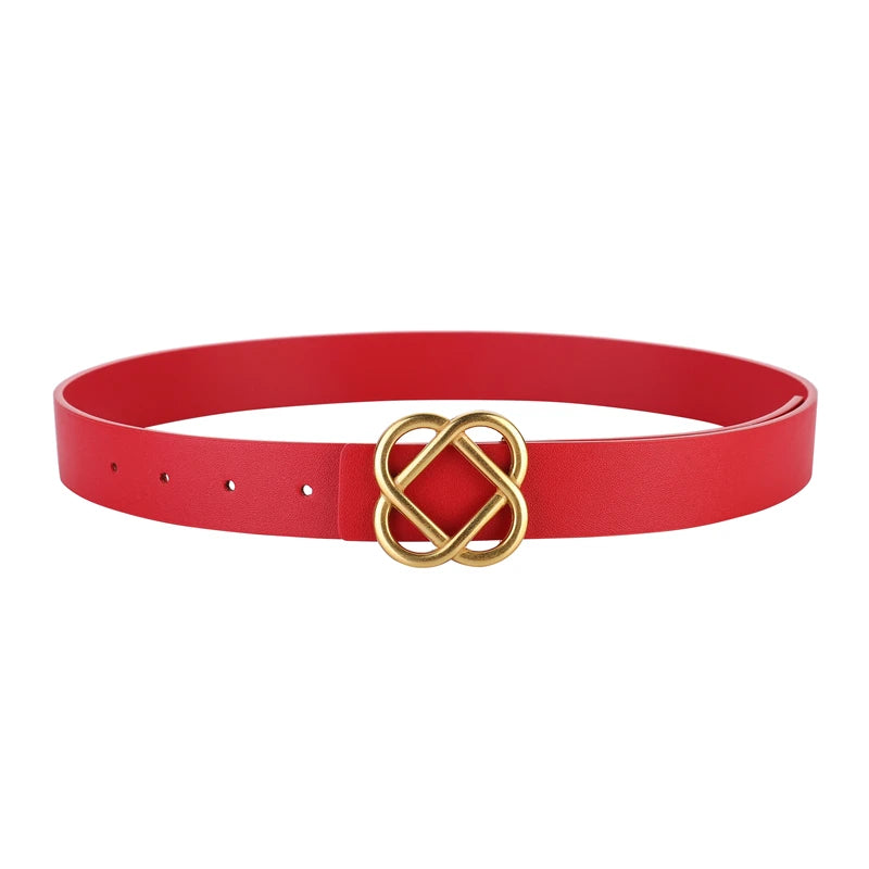 Women's Genuine Leather Belt with Flower Buckle