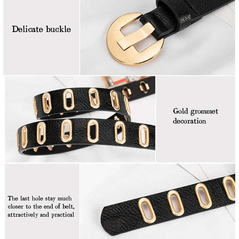 Maikun Grunge Women’s PU Leather Belt with Alloy Pin Buckle