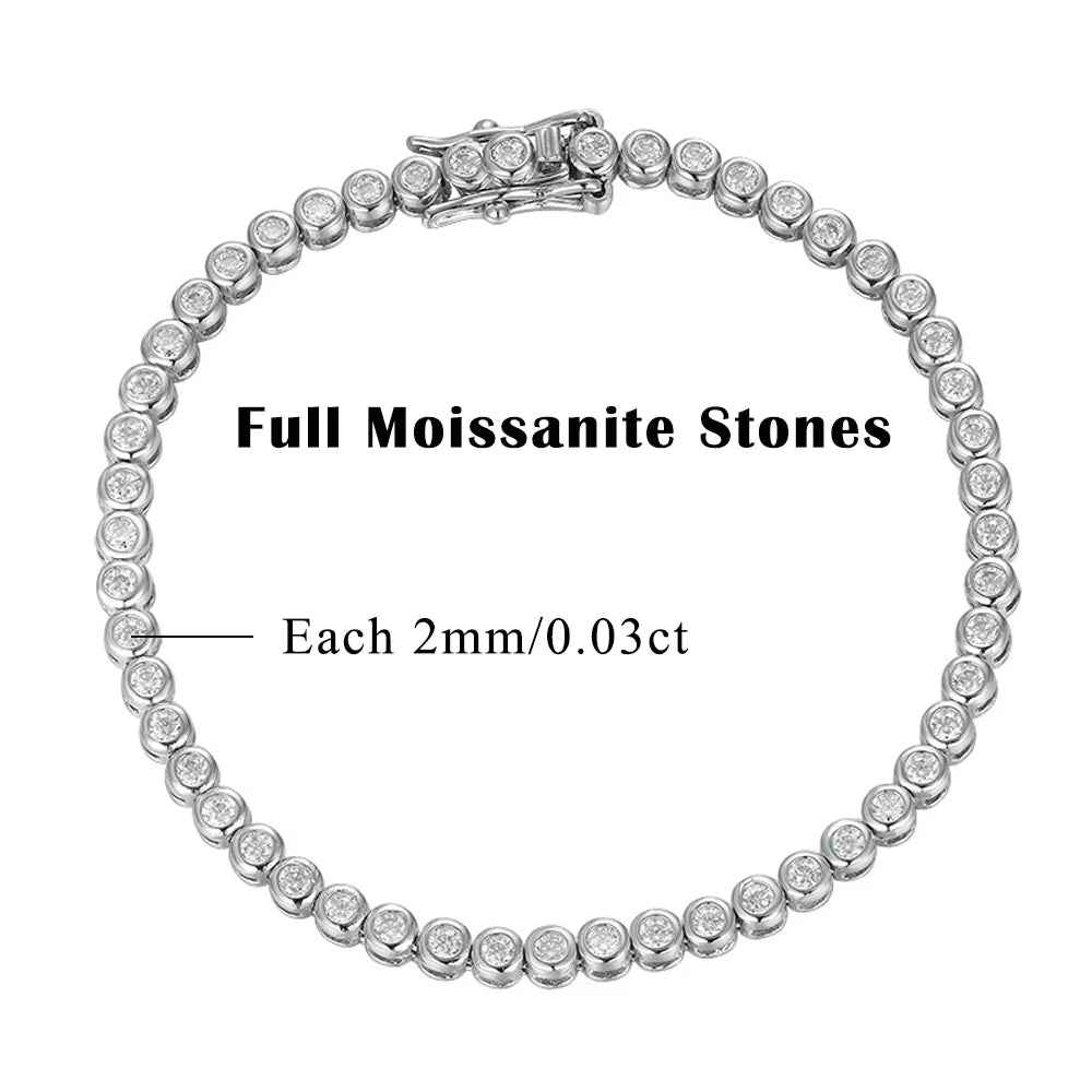 2mm Moissanite Tennis Bracelet: 925 Sterling Silver & 18k Gold