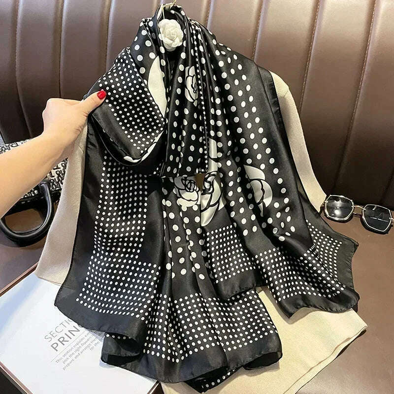 2023 Autumn Winter New Imitated Silk Scarf Women 180*90cm Outdoor Large Size Soft Silky Scarf Beach Long Luxury Scarf Lady Hijab