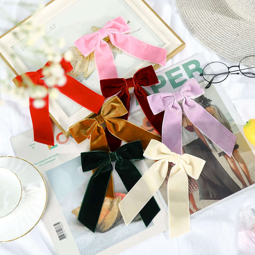 Velvet Bow Hair Barrettes for Women