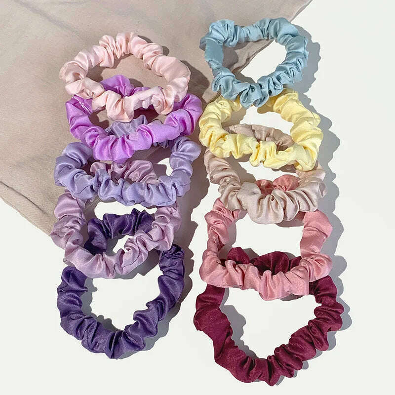 10pcs Colorful Satin Skinny Hair Bands