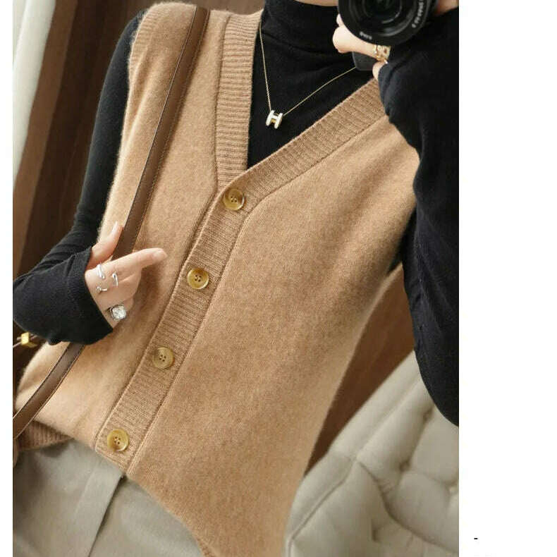 2024 Women's Cashmere Sleeveless Sweater Vest - D&M Boutique