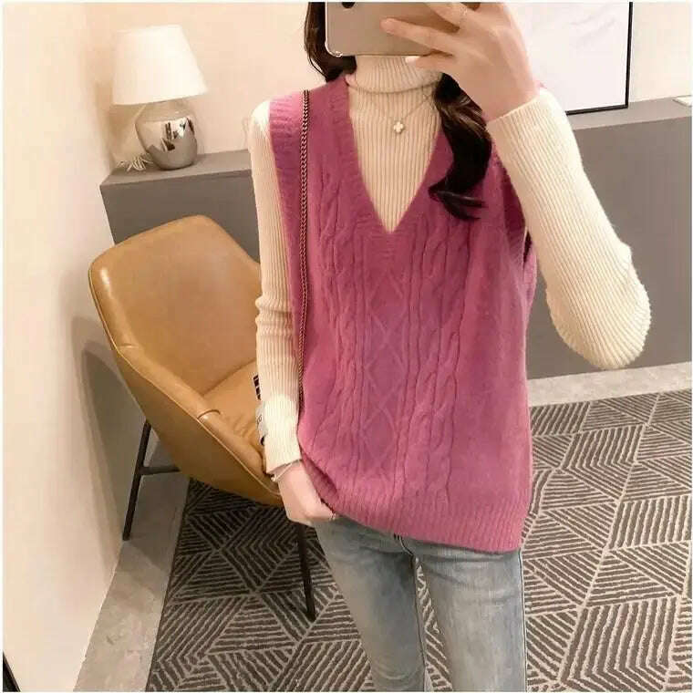 2024 Women's Knitted Vest: V-Neck, Sleeveless Pullover - D&M Boutique