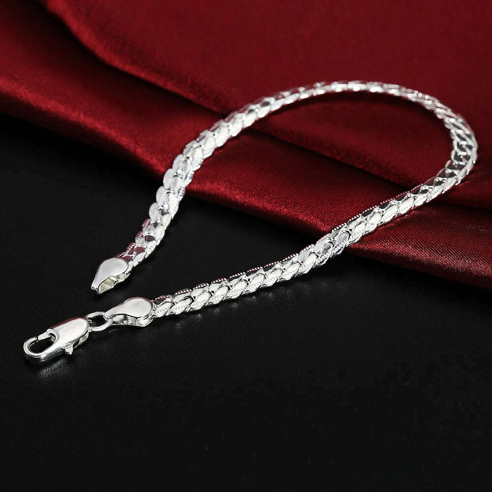 Fine 925 Sterling Silver Star Chain Bracelet for Women