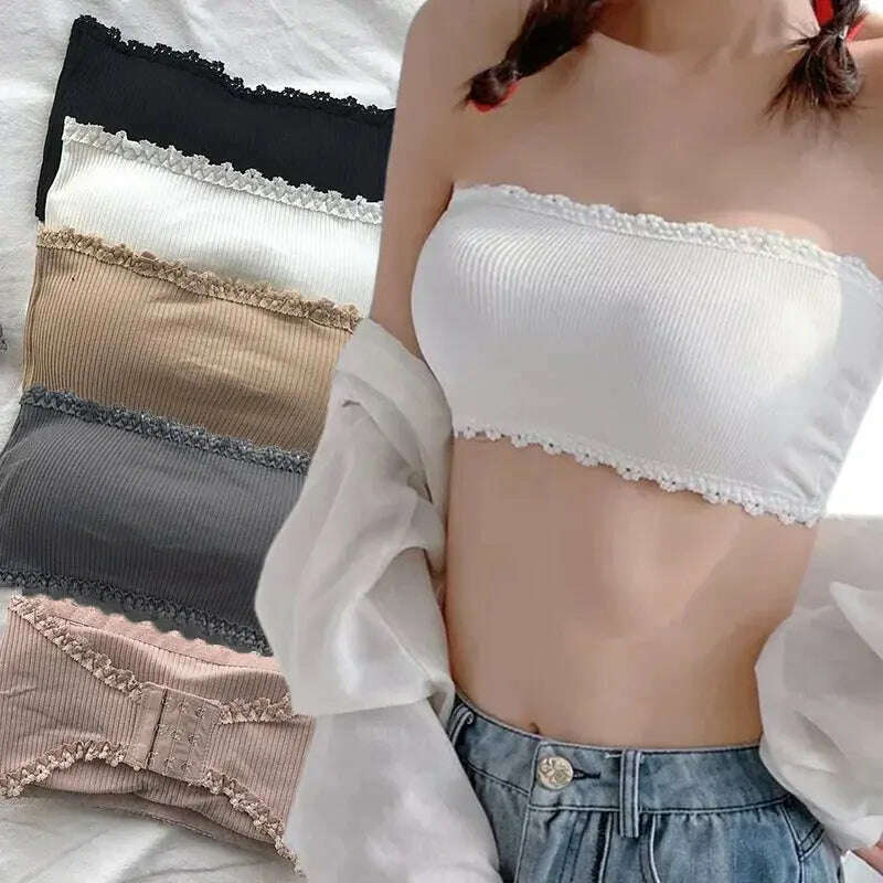Lace Strapless Push-Up Bra: Seamless, Invisible Crop Top - D&M Boutique