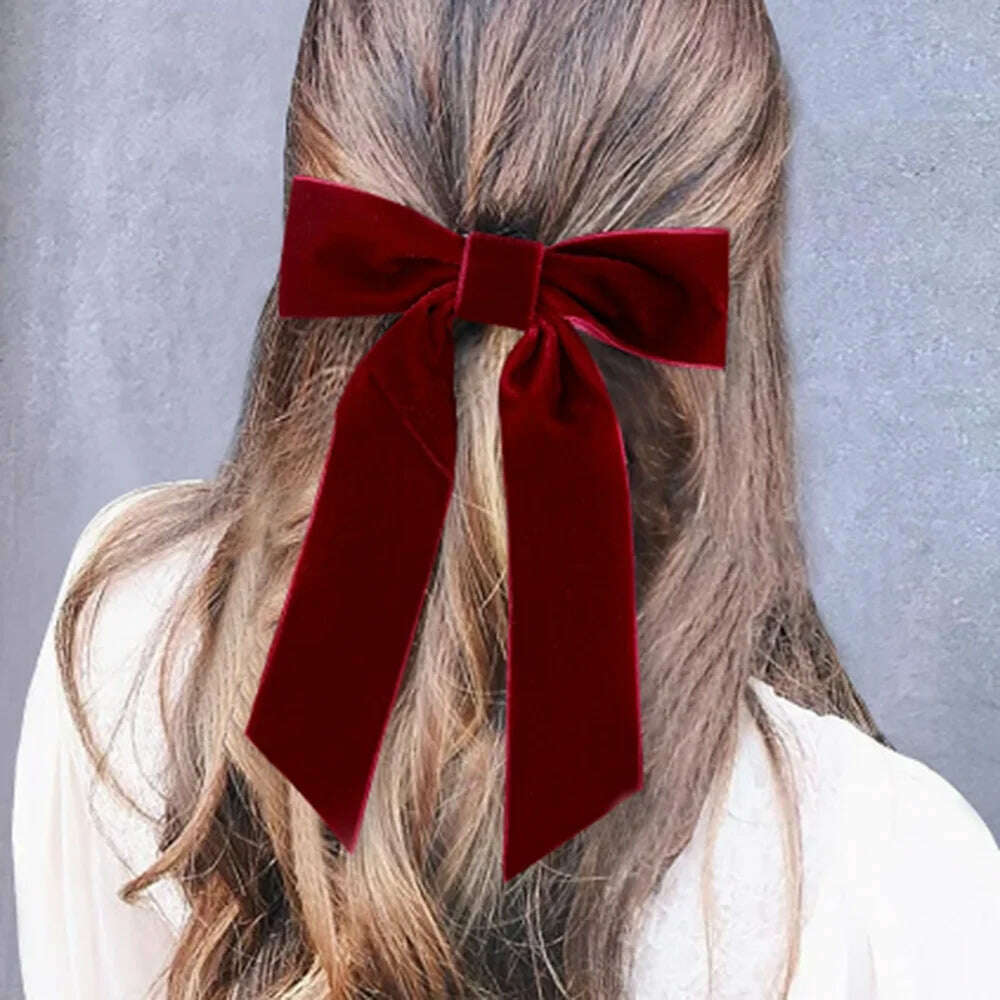 Velvet Bow Hair Barrettes for Women