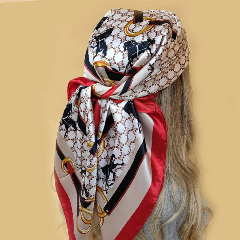 90*90CM Shawls Fashion Beach Sunscreen Silk Scarves 2023 Europe And America Kerchief Popular Print Square Bandannas