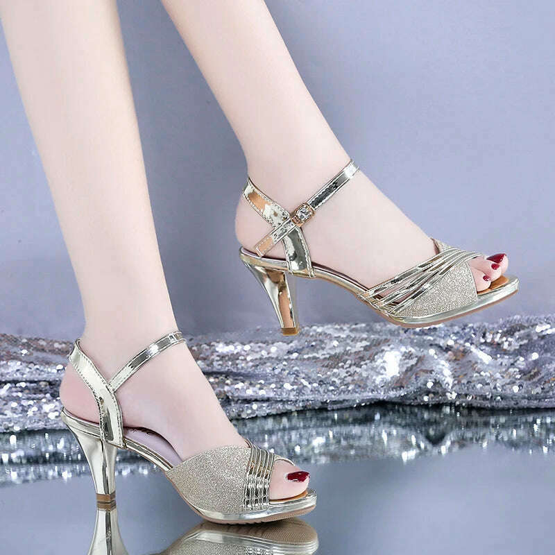 British Style Open-Toe High Heels – Buckle Strap