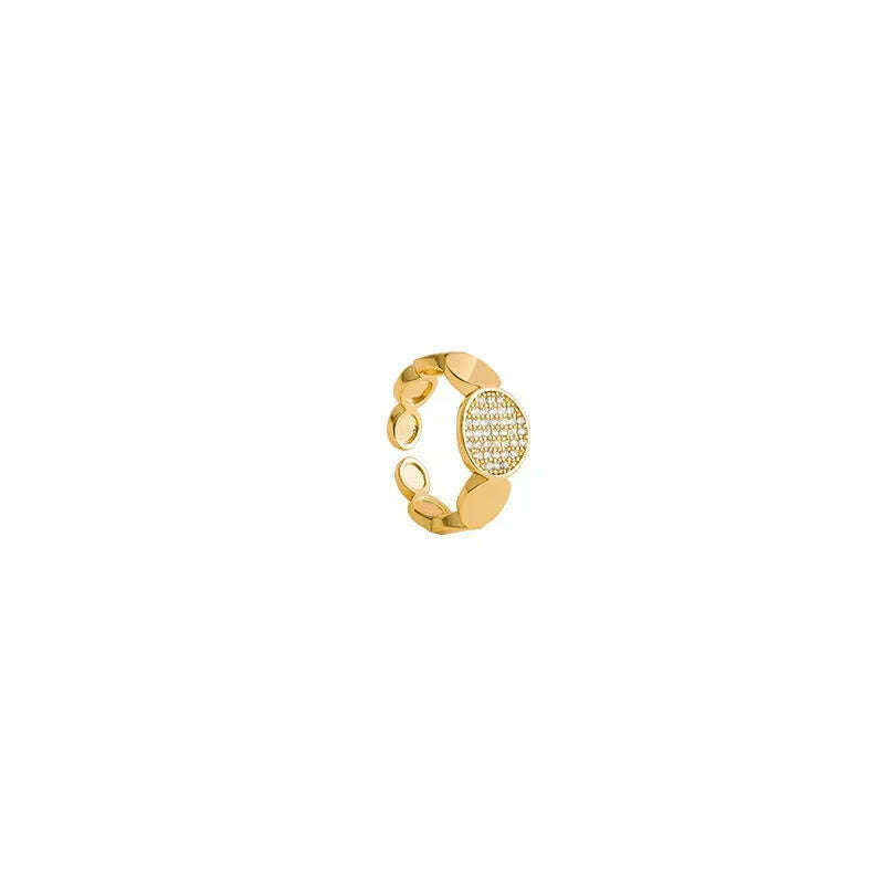 Stainless Steel Rings for Women Gold Color Couple Jewelry Aesthetic Accessorie Adjustable Punk Embossed Hollow Wide Rings
