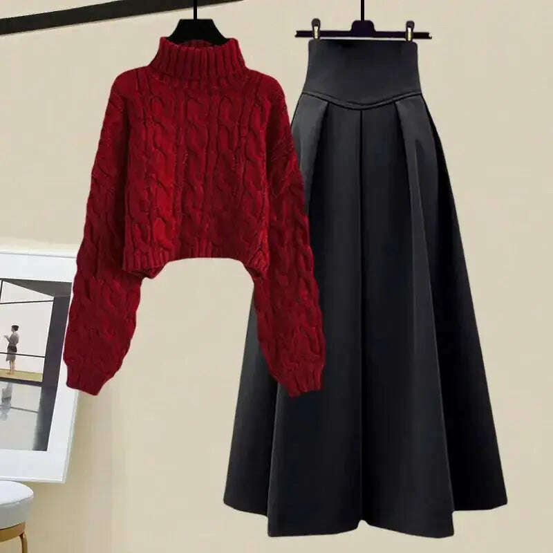 2024 Women's Autumn Slimming Sweater Skirt Set Plus Size