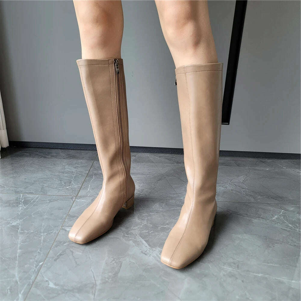 FEDONAS Women's Leather High Heel Boots