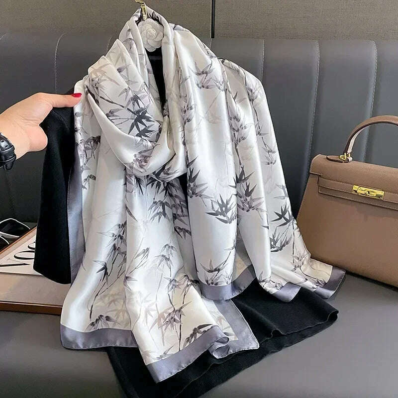 2023 Autumn Winter New Imitated Silk Scarf Women 180*90cm Outdoor Large Size Soft Silky Scarf Beach Long Luxury Scarf Lady Hijab