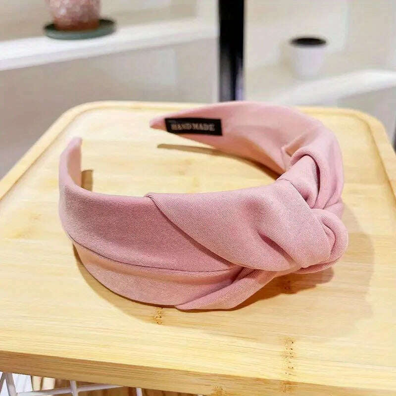 Solid Wide Knot Fabric Twist Hairbands for Women.