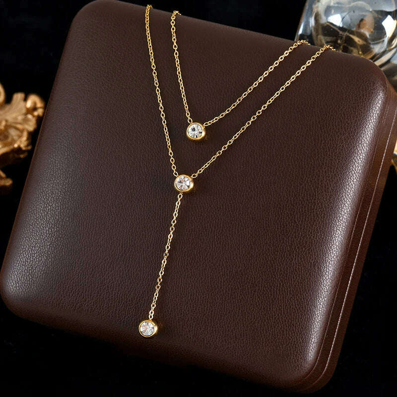 GANEMLY 316L Stainless Steel Water Drop Pendant Necklace