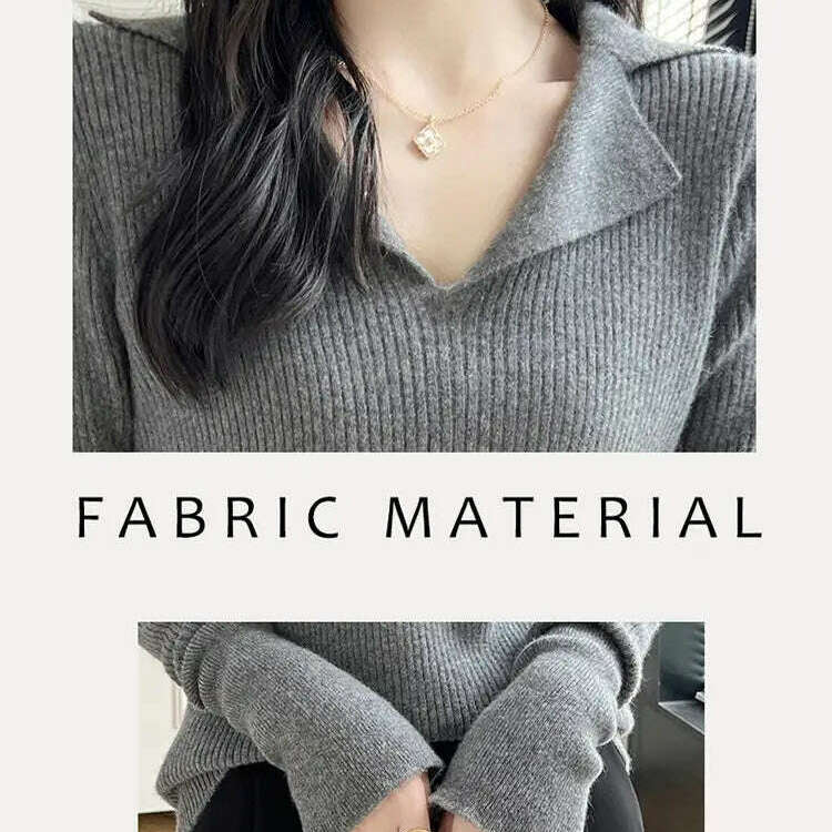 European Cargo Wool Sweater: Slim Knit, V-Lapel, Autumn/Winter Top - D&M Boutique