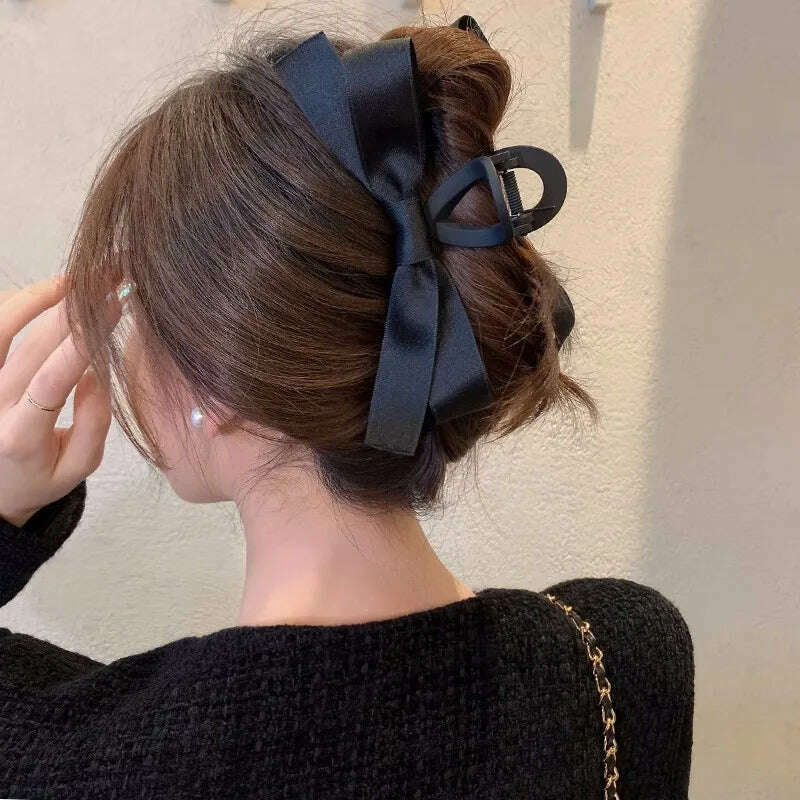 2024 Black Bow Hair Claw Clip for Ponytails & Braids