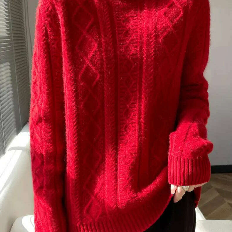 DjzDsm Turtleneck Sweater: 100% Merino Wool, Check Knit - D&M Boutique