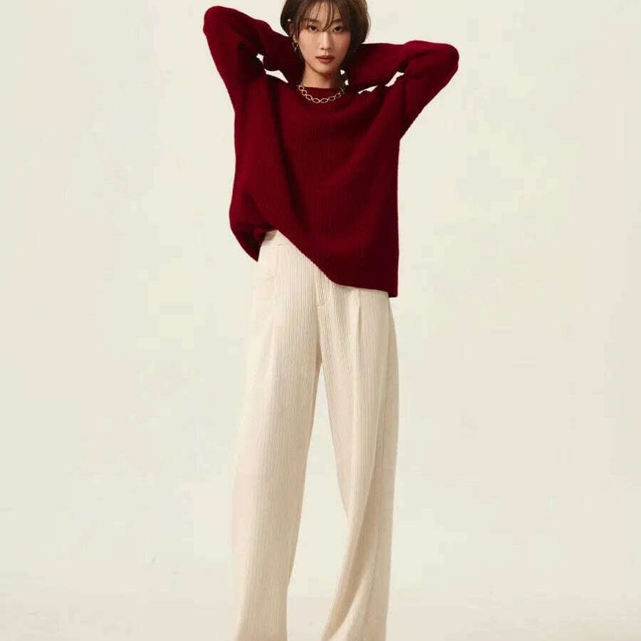 100% Cashmere Turtleneck Sweater – Loose Long Sleeve - D&M Boutique