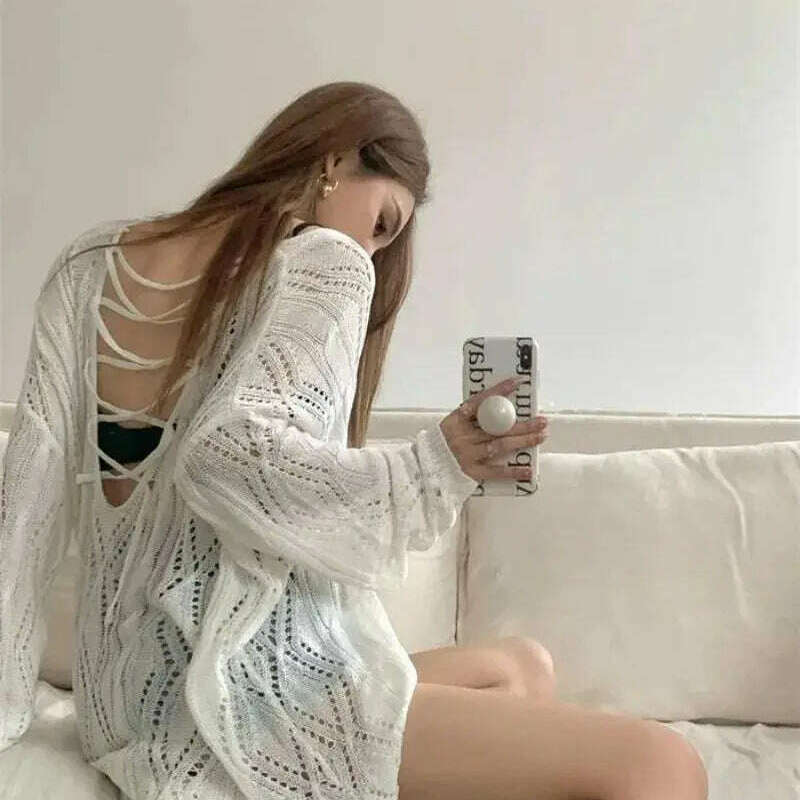 2024 Autumn/Winter Women's Sweater: Hollow Out, Long Sleeve - D&M Boutique