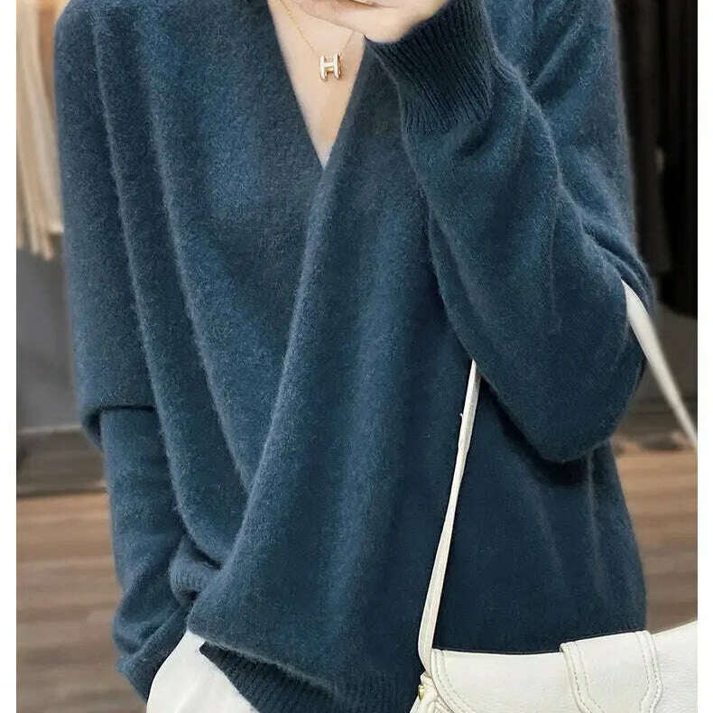 Japanese Kimono Cardigan Wool Sweater V-Neck Knitted Top - D&M Boutique