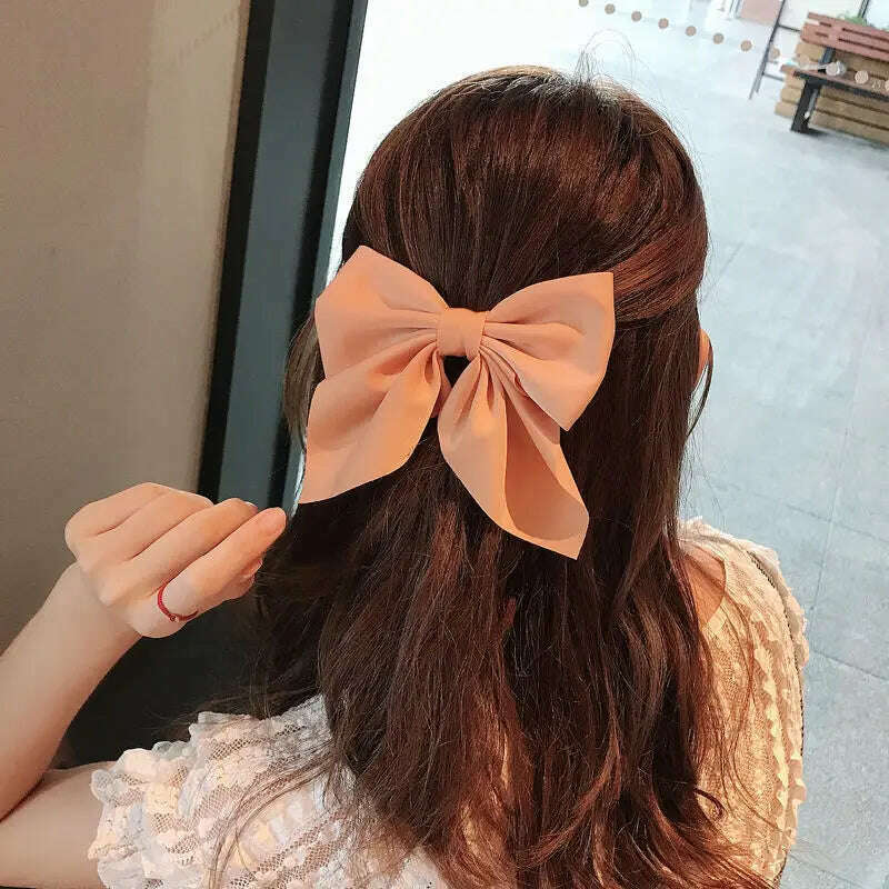 Solid Color Satin Bowknot Hair Clips