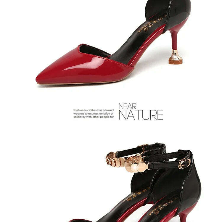 2024 Zapatos De Mujer Women Fashion Sweet Pointed Toe Buckles Strap Stiletto Heels Lady Cool Red Party Heel Shoes White Heels