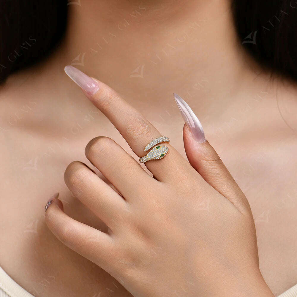 ATTAGEMS Original Snake Moissanite Rings D VVS1 Lab Diamond for Women Men S925 Sterling Silver Engagement Party Jewelry Gift New