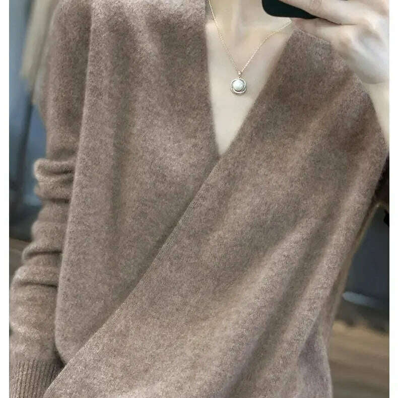 Japanese Kimono Cardigan Wool Sweater V-Neck Knitted Top - D&M Boutique