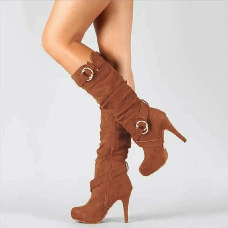Retro Chic Over-the-Knee High Heel Boots for Women