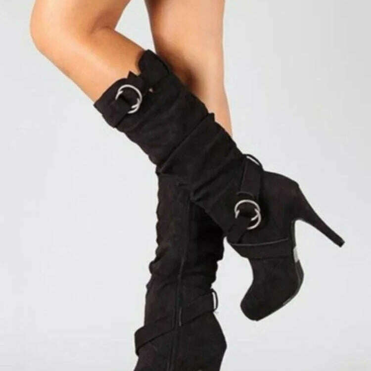 Retro Chic Over-the-Knee High Heel Boots for Women