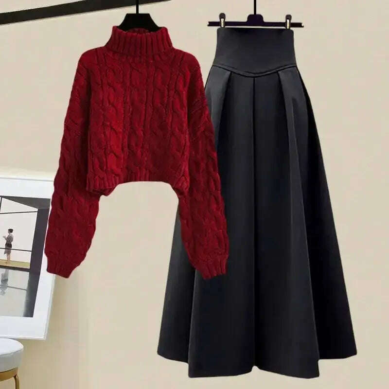 2024 Women's Autumn Slimming Sweater Skirt Set Plus Size