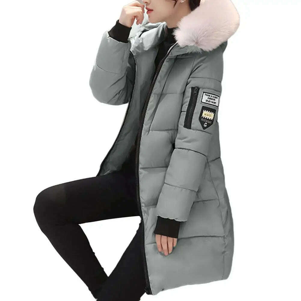 2024 Winter Coat – Fur Neckline, Cotton-Padded, Long Parka