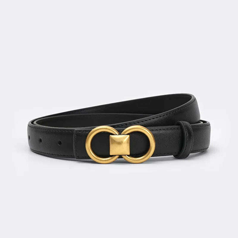 BEAUTODAY Cow Leather Belt with Symmetrical Buckle