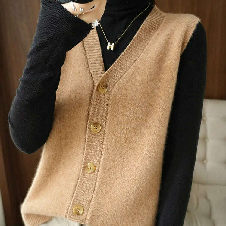 2024 Women's Cashmere Sleeveless Sweater Vest - D&M Boutique